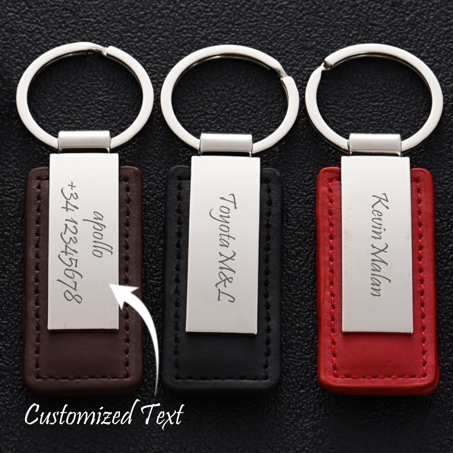 

1pc Alloy Car Keychain Pu Leather Keychain Personalized Laser Logo Key Ring Suitable For Day, Father's Day And Thanksgiving Gifts For Relatives