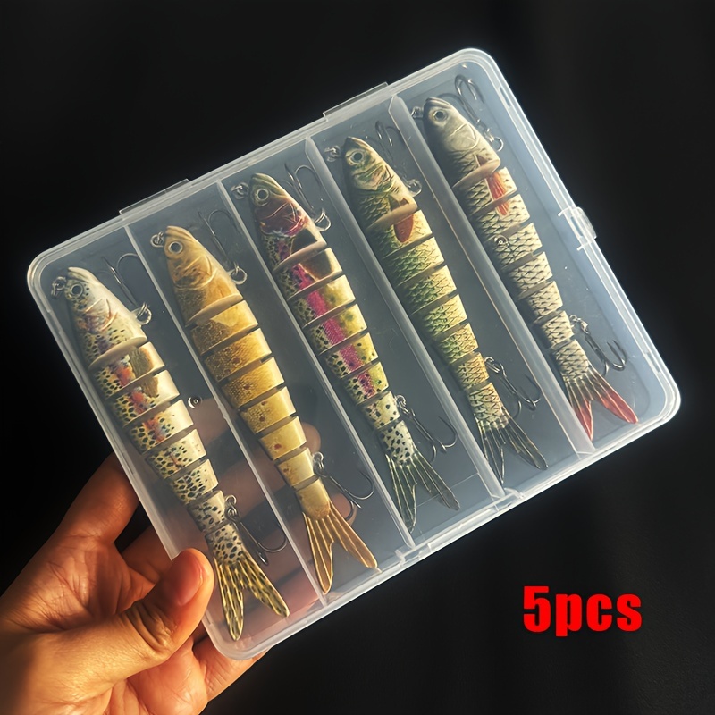 5pcs Multi-jointed Lure Set For Freshwater And Saltwater, Universal Fishing Lure, Long Casting Lure With Attractive Swimming Action, Includes Pins