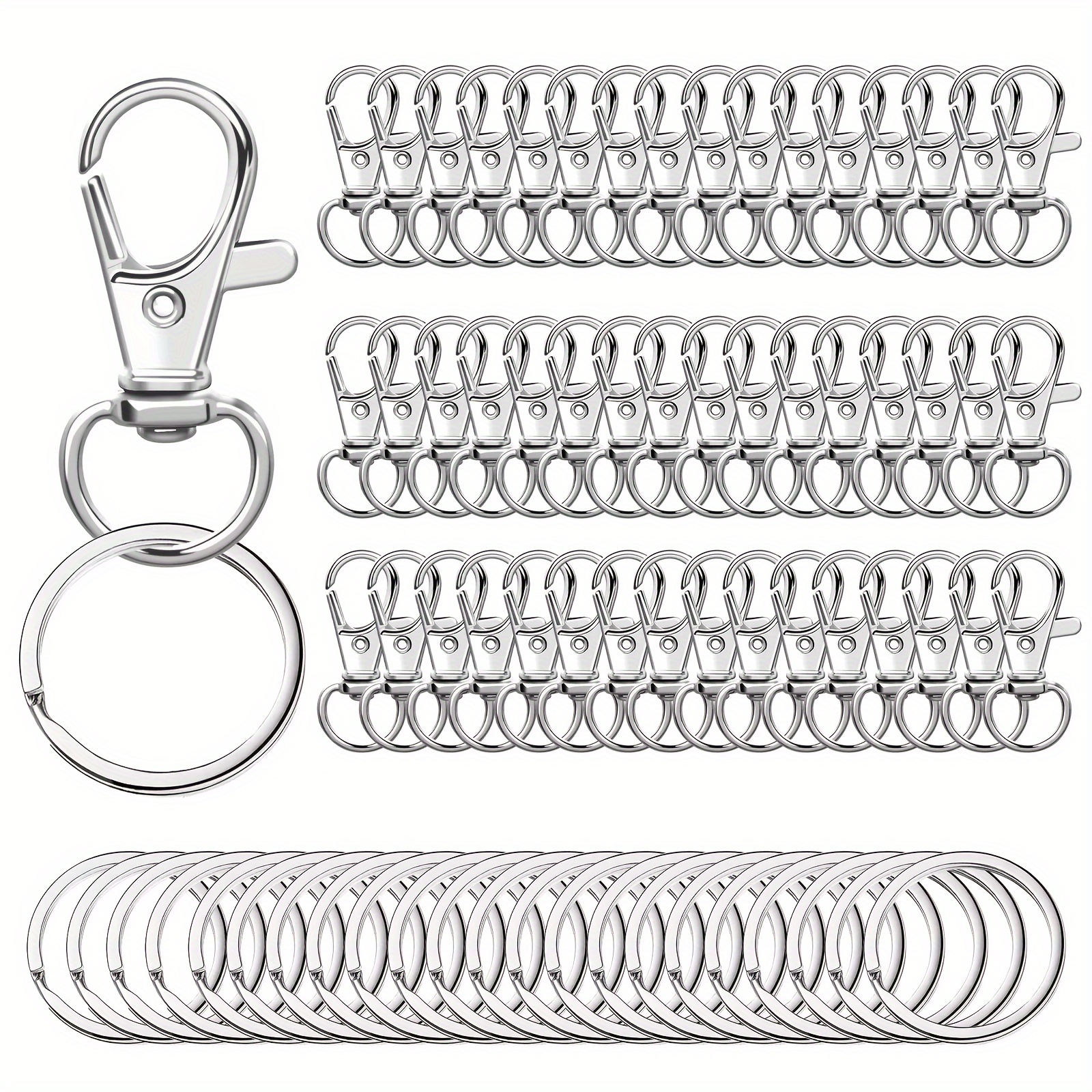 

50 Key Chain Hooks With Key Rings, Key Chain Clips With Rings, For Diy Hanging Keychain Making, Jewelry Making, Art Crafts, Silvery 25 Metal Rings + 25 Key Rings