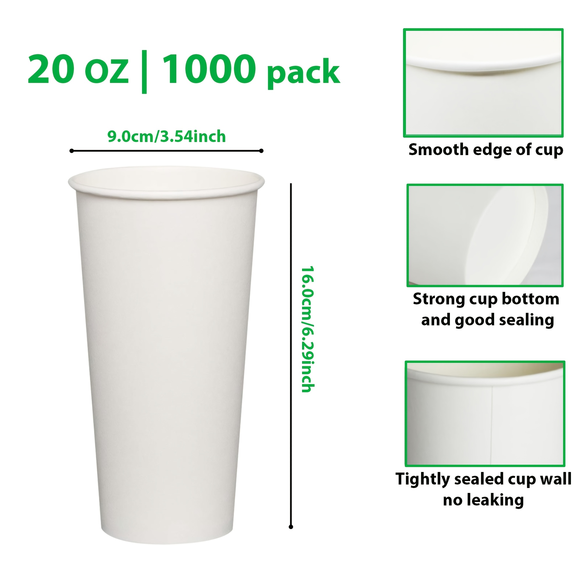 1000pcs 16oz 20oz 24oz disposable coffee cups large paper - Temu