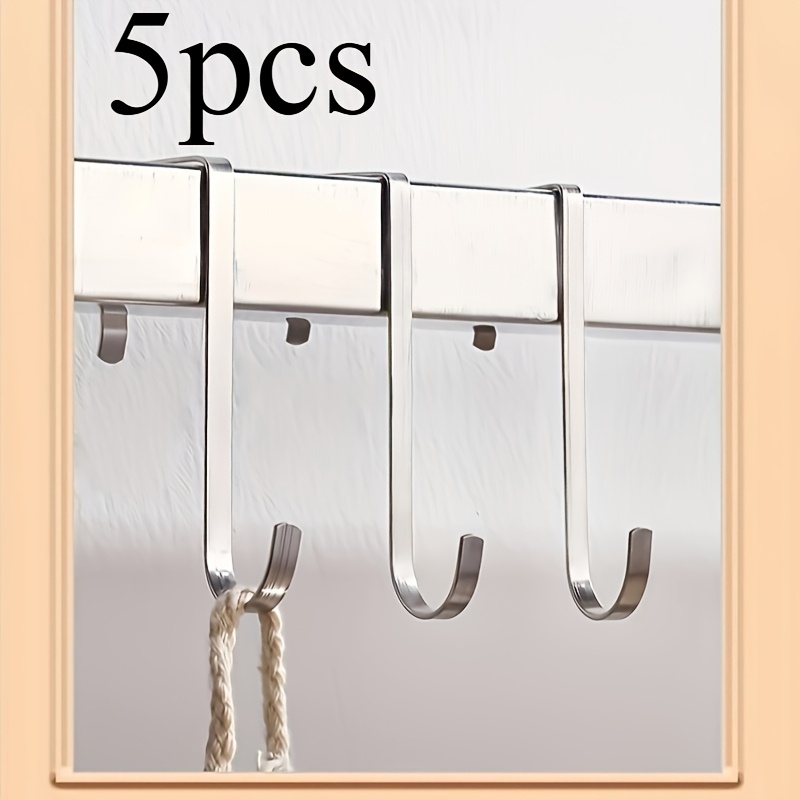 TEMU Lot de 5 crochets robustes - Crochets multifonctionnels en acier inoxydable, adaptés pour cuisines, de bain, jardins - Solution de finition
