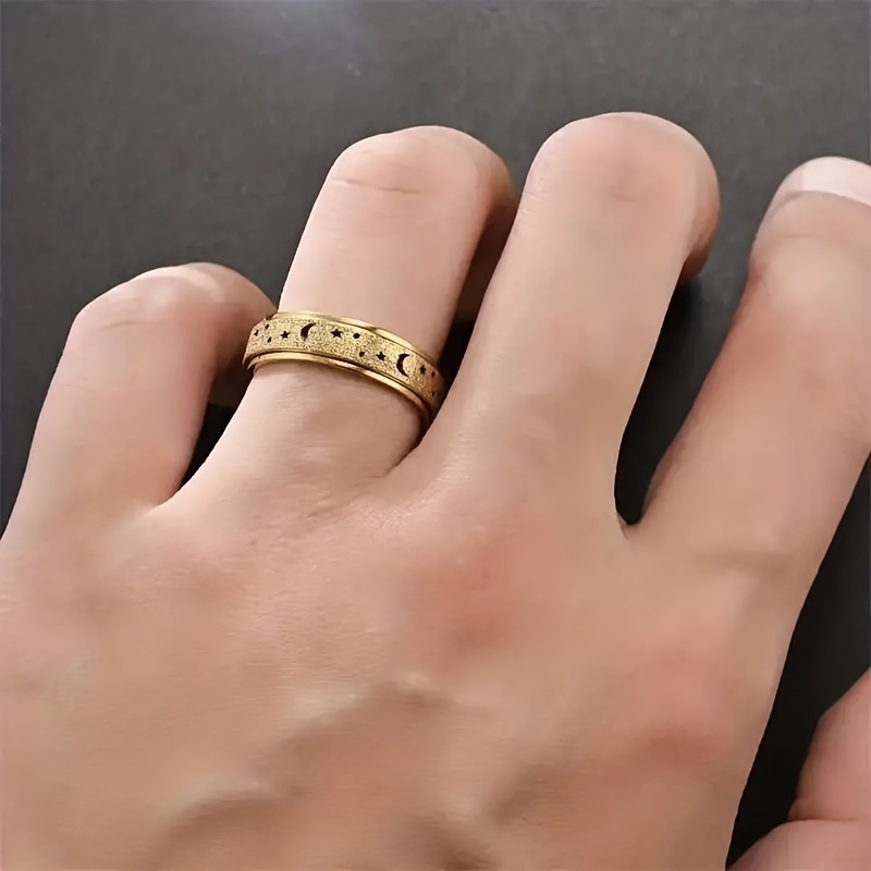 1pc fidget ring made of 316l stainless steel rotatable design trendy moon and       match daily outfits Product details 0