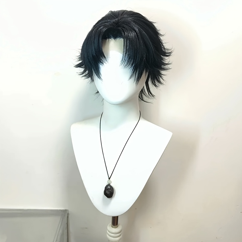 Stylish Black Anime Cosplay Wig - Short Straight Mid-Cut with Natural Look, Heat Resistant Synthetic Fiber, Perfect for Parties, Daily Wear &amp; Music Festivals, Daily Wear Wig | Stylish Midcut Wig | Heatresistant Fiber