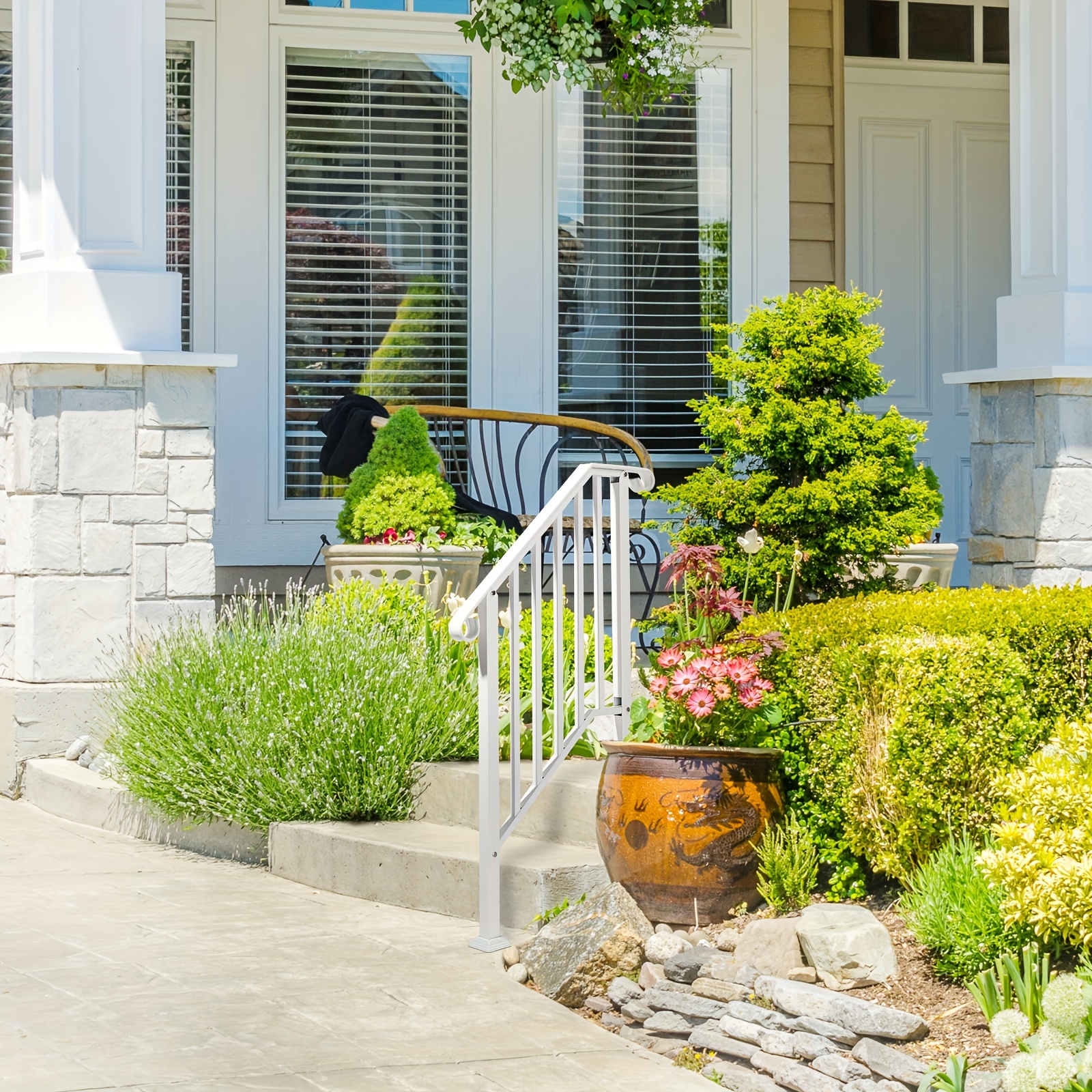 4 Step Handrails Outdoor Steps Wrought Iron Stair Railing
