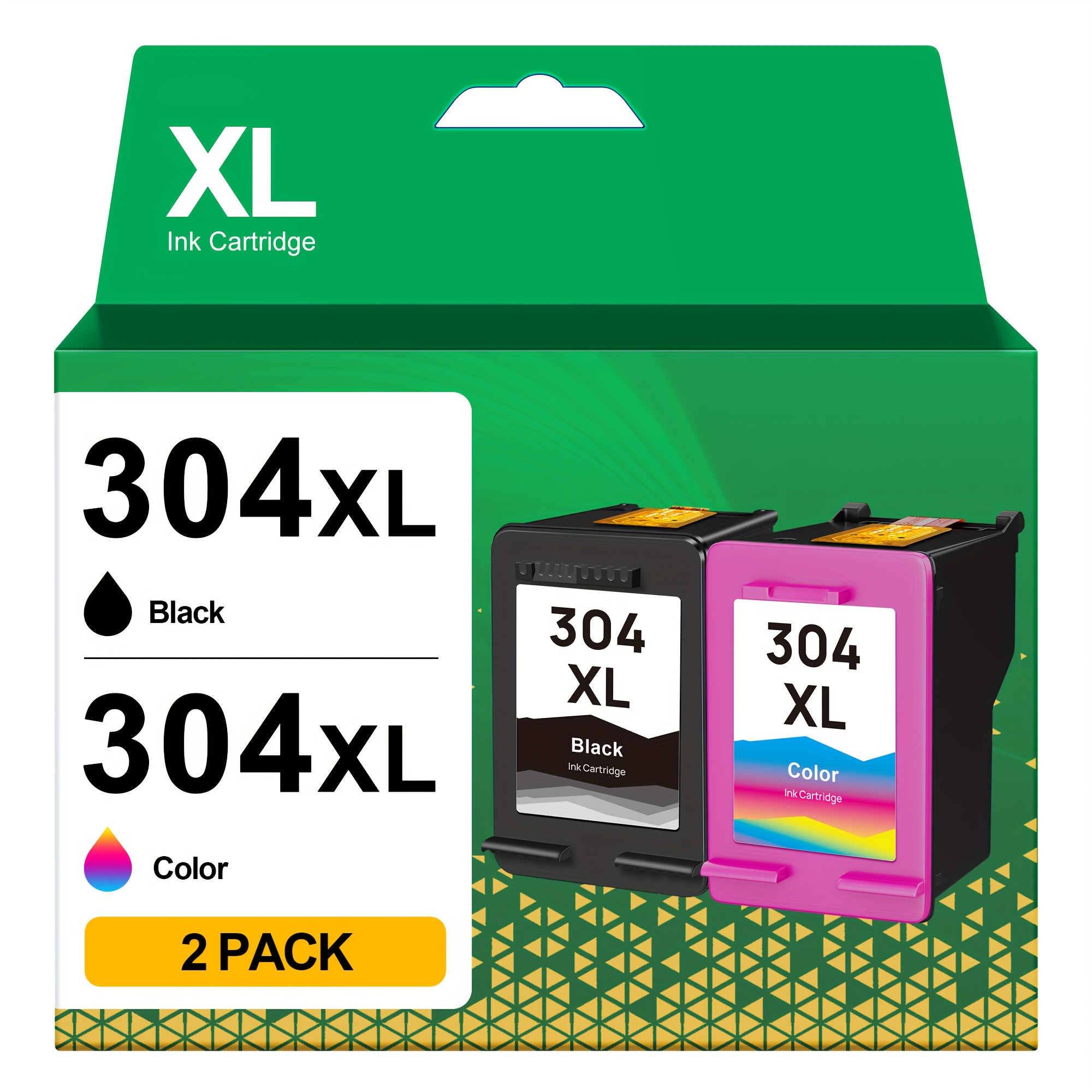 Image of 304xl Ink Cartridges Remanufactured For 304 Xl (2pcs - Black & Colour) For 2600 2630 2620 2622 2632 3720 3730 3735 3750 3760 3762 5010 5020 5030 5032 5000