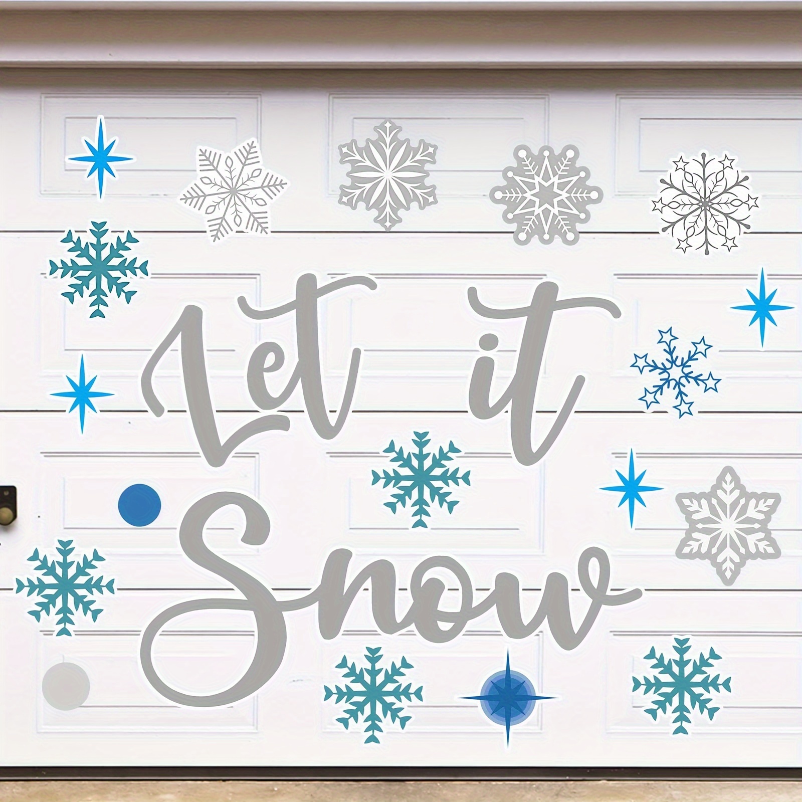 

14-piece Let It Snow Christmas Garage Door Magnet Set, Reusable Seasonal Garage Sticker Decals With Snowflake Designs, Festive Wall Mount Holiday Decorations, Electricity-free With No Feathers