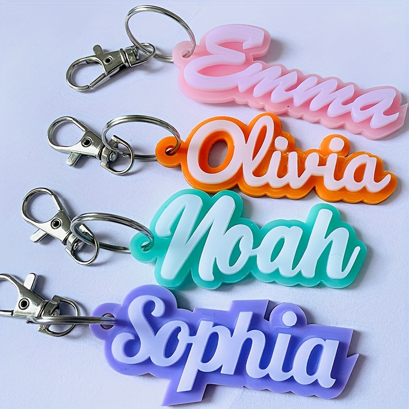 

Custom Acrylic Name Keychain 3d Tag, Personalized Initial Keyring Vertical Luggage Tag Key Ring, Backpack Charm, Gift For Women Friends Mother's Day