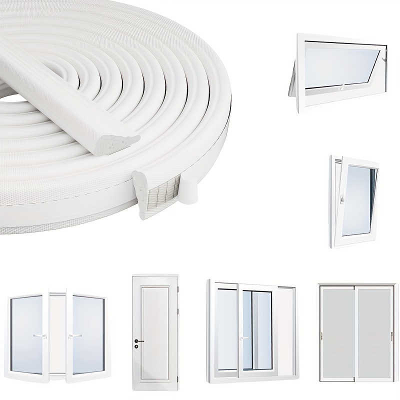 Image of 1 Roll - Upgraded Self-adhesive Door And Window Seal, 196 Inches Long, Nylon Coated - Airtight Foam Soundproofing, Windproof, Dustproof, And Insect Resistant, , Window Insulation