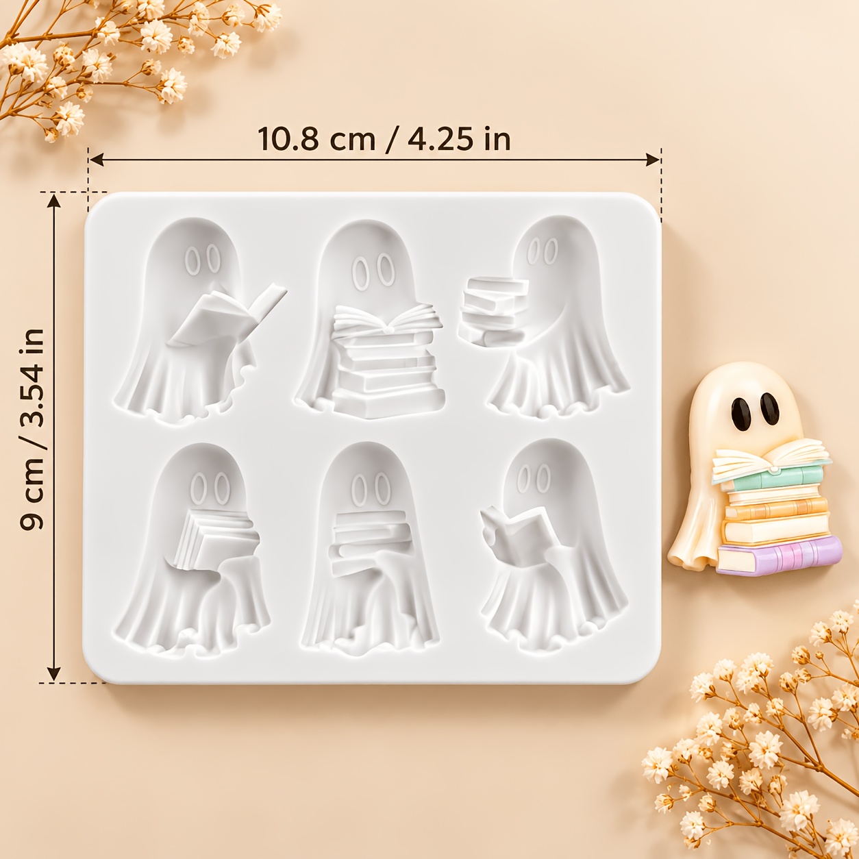 TEMU 1pc Halloween Ghost Silicone Mold, Candle Mold, Soap Mold, Resin Molds, Soft Pottery Clay Drop Glue Decorative Mold, Molds For Candles, Plaster