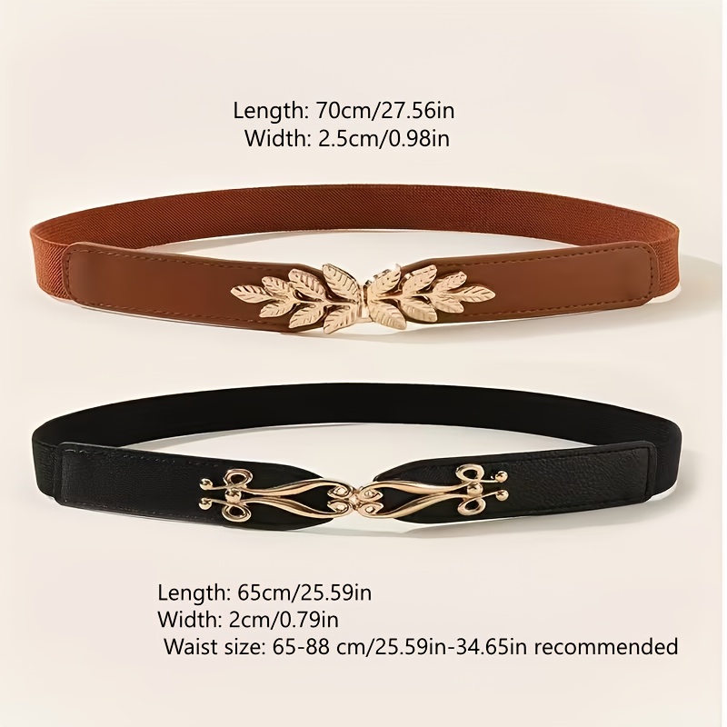 2pcs Stylish Elastic Waist Belts | Geometric Women'S Dress and Sweater Jacket Cinched Waist with and Ferroalloy Buckle