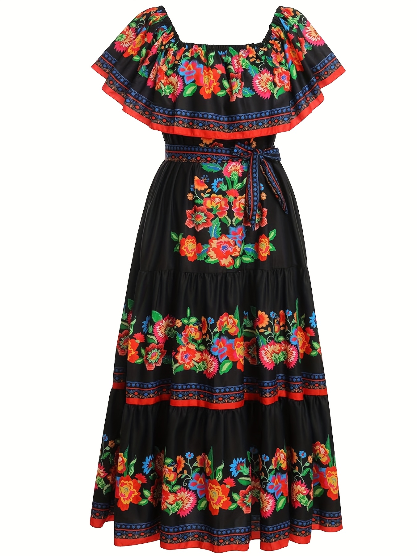 chinese dress ladies unik Girl's Fancy Traditional Mexican Cinco De Mayo Fiesta Dress Size 4-14