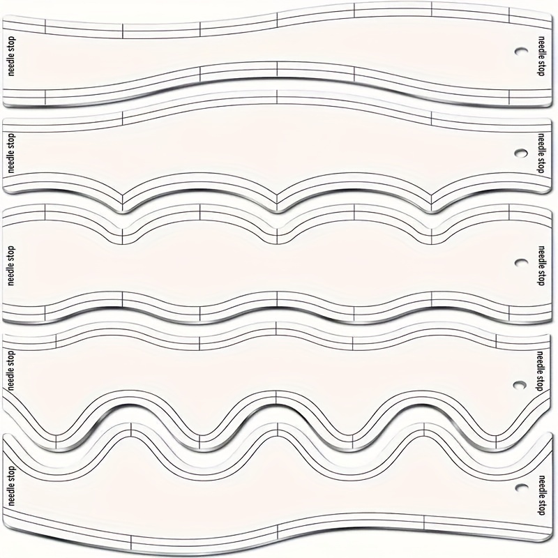 

5pcs Acrylic Wave Quilting Ruler Set, Quilting Template For Machine Quilting, Wave Pattern Mold For Cutting And Sewing Craft