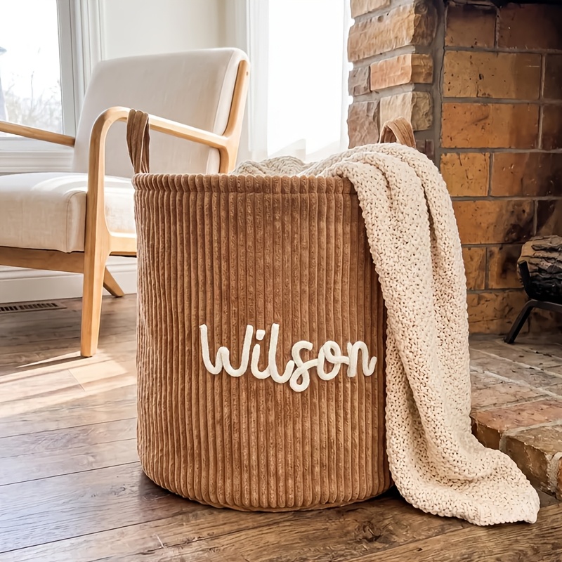 Personalized Storage Basket with Handle, Customized Name Design