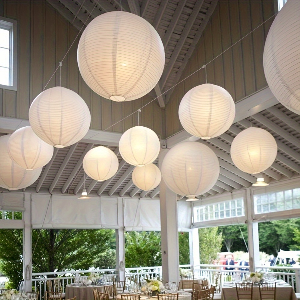 TEMU 10-100pcs 10inch(25cm) Holiday Party Paper Lanterns White With 10-100pcs Yellow Wicks