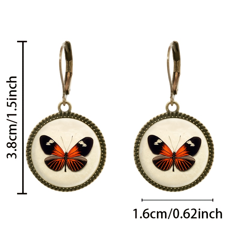 2pcs Cyan Classic Pendant Earrings with Butterfly Design