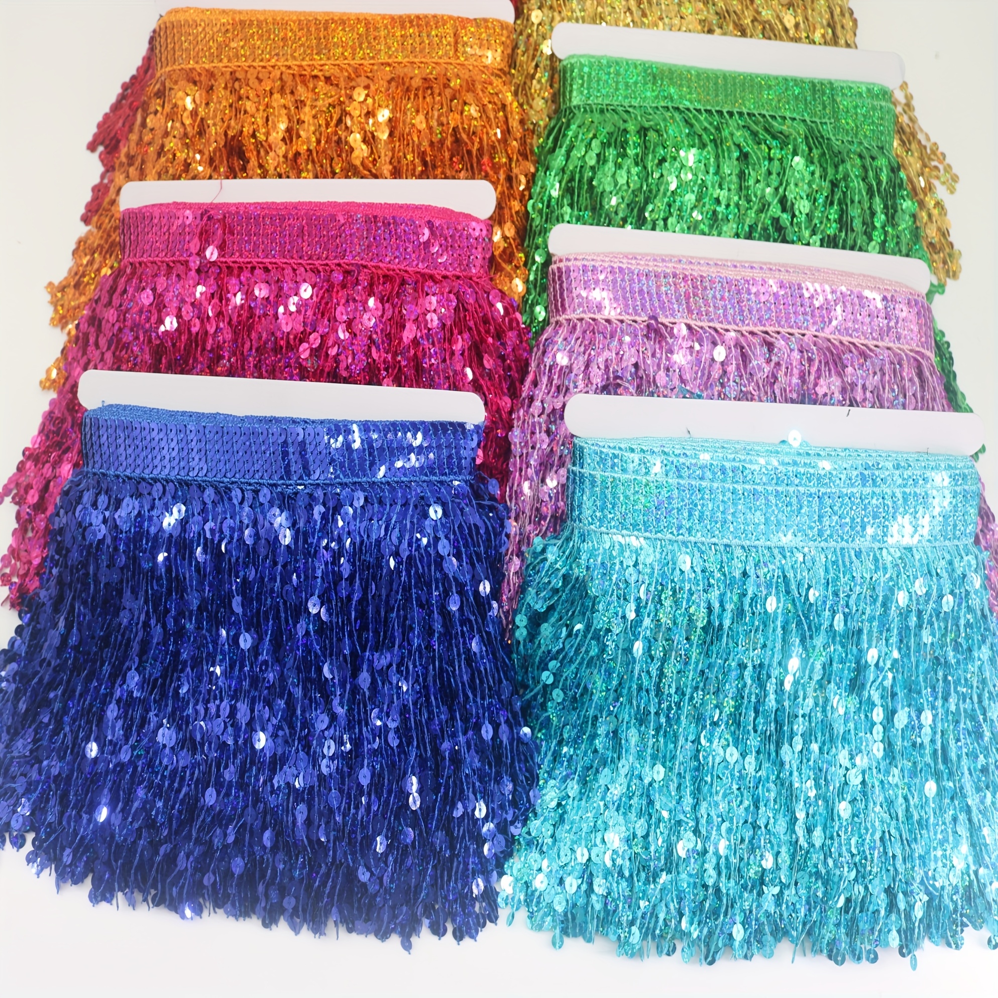 

1 Yards 15cm Wide Sequin Tassel Lace Trim Trimming Diy Latin Dress Stage Clothes Accessories Ribbon Latin Dance Decoration