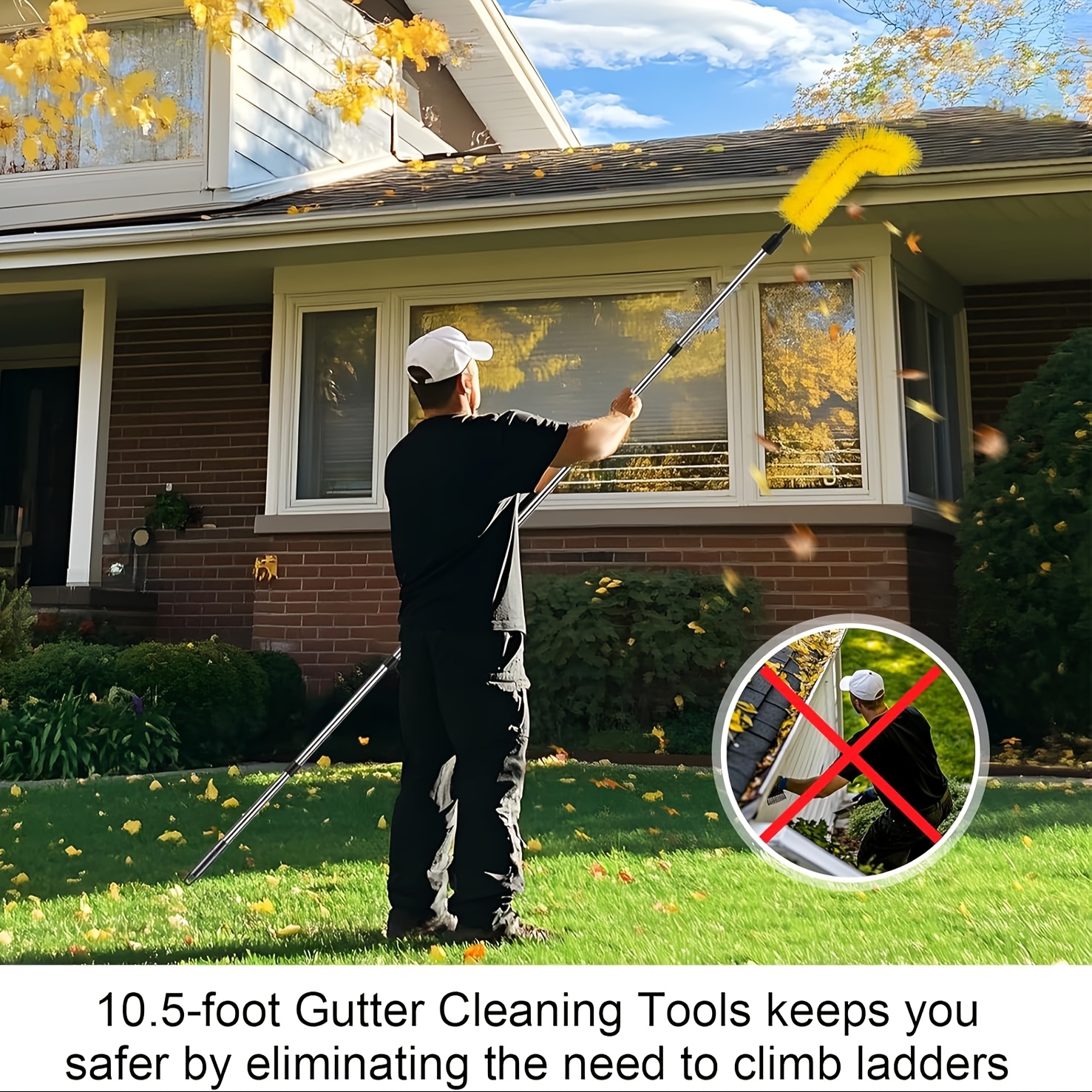 1pc gutter cleaning tool 15ft gutter cleaning tool long reach gutter brush roof tool to   remove roof leaves and   cleaning supplies cleaning tool details 8