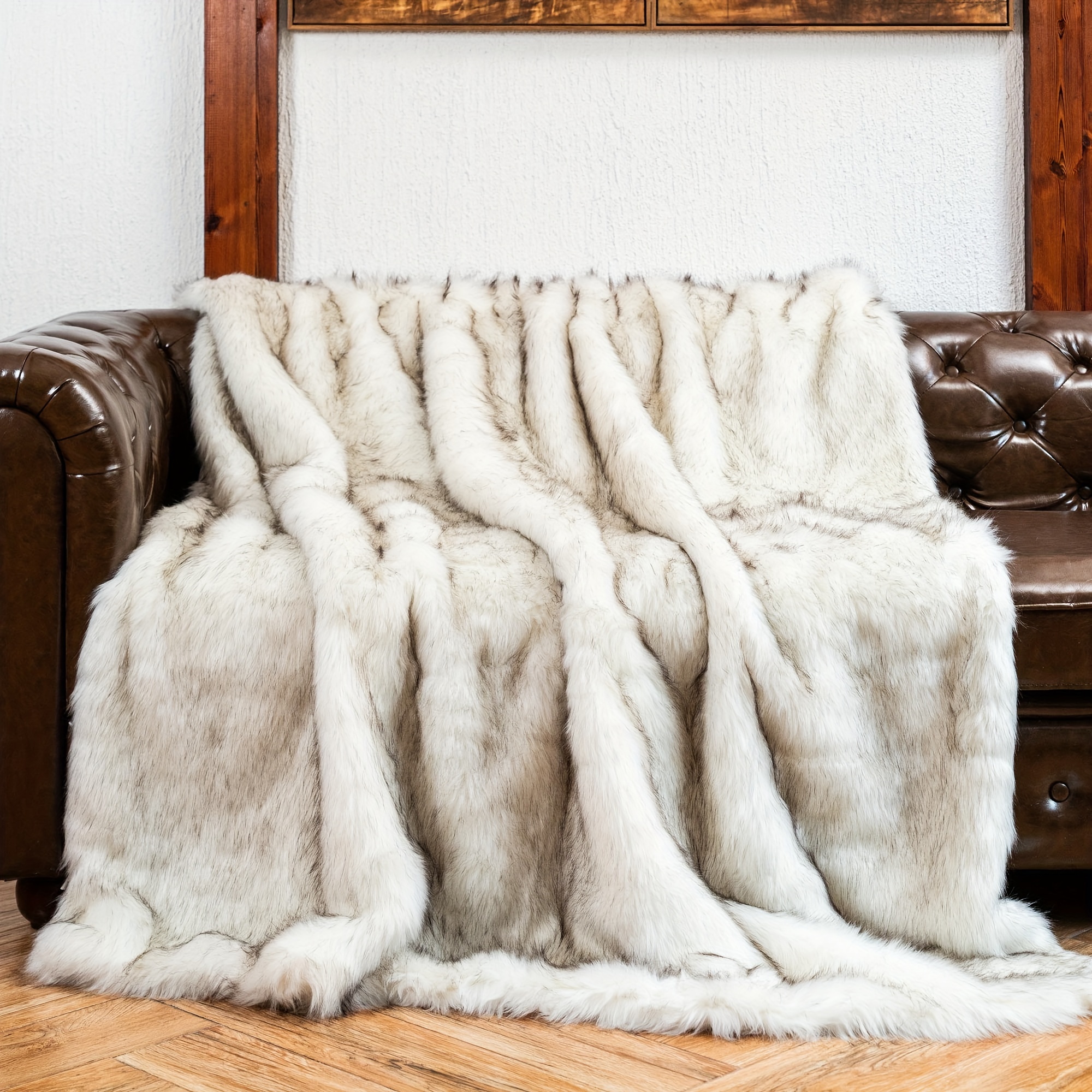 TEMU Plush Fur White Throw Blanket, Luxury Thick Fluffy Blankets For Couch, Bed, Sofa, Cozy Decorative Blankets As Birthday Gift