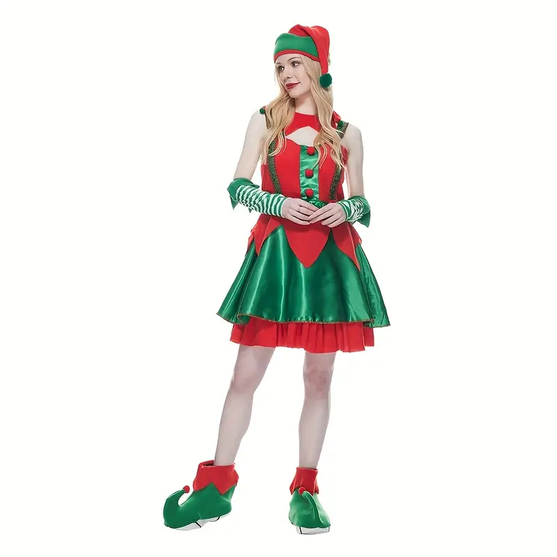 christmas elf costume set womens christmas striped dress - Temu christmas elf costume set womens christmas striped dress - Temu
