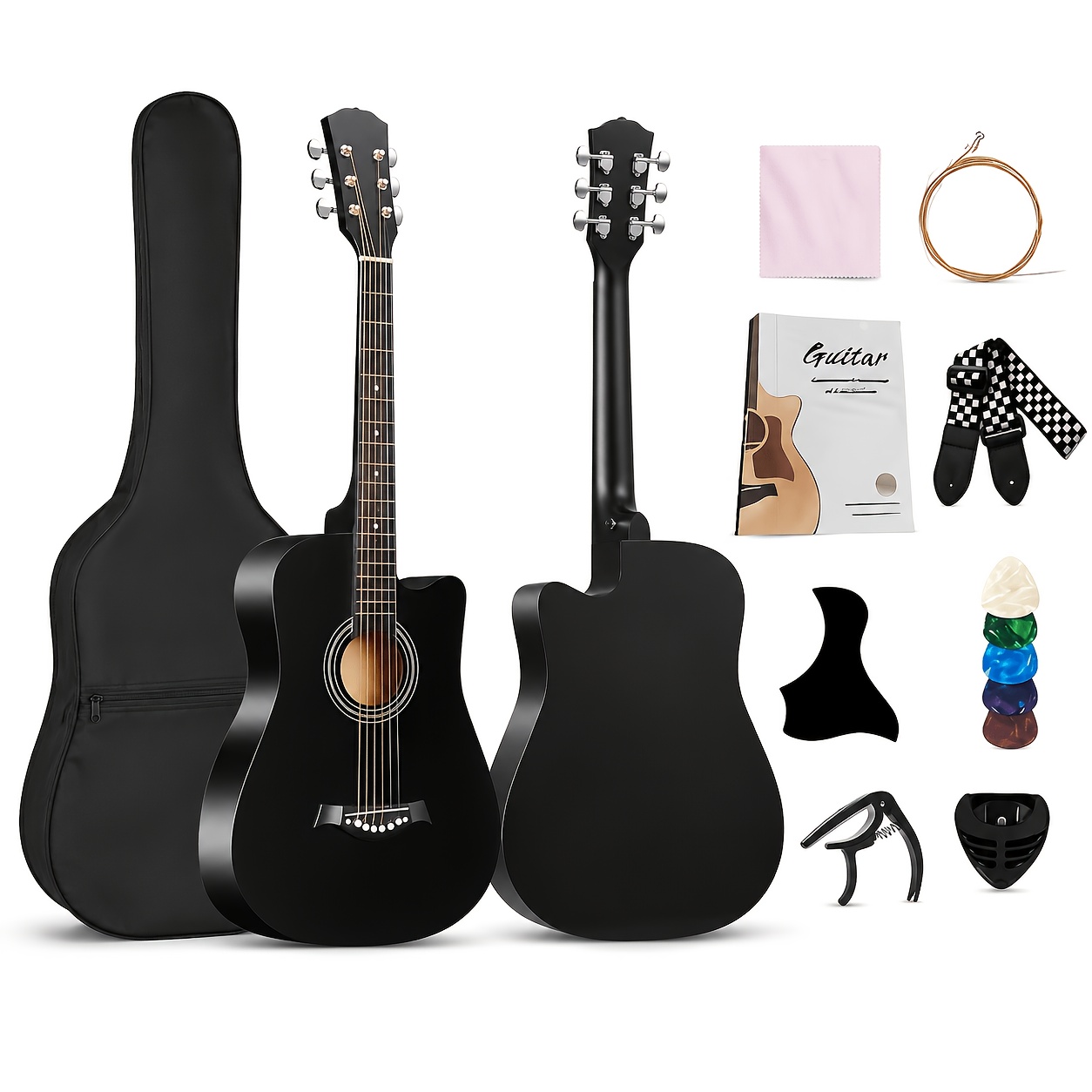 No More 38 Inch Folk Acoustic Guitar Pack with Complete... product image 11