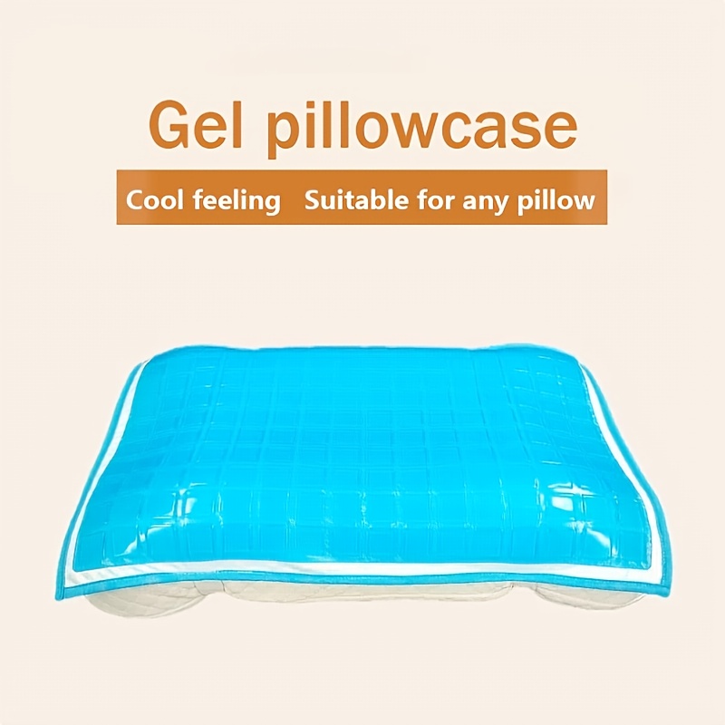 1pc blue cooling gel pillowcase portable summer cooling pad with adjustable straps breathable comfortable for all pillows travel friendly bedding protector ideal birthday gift cooling pillow quilted design  