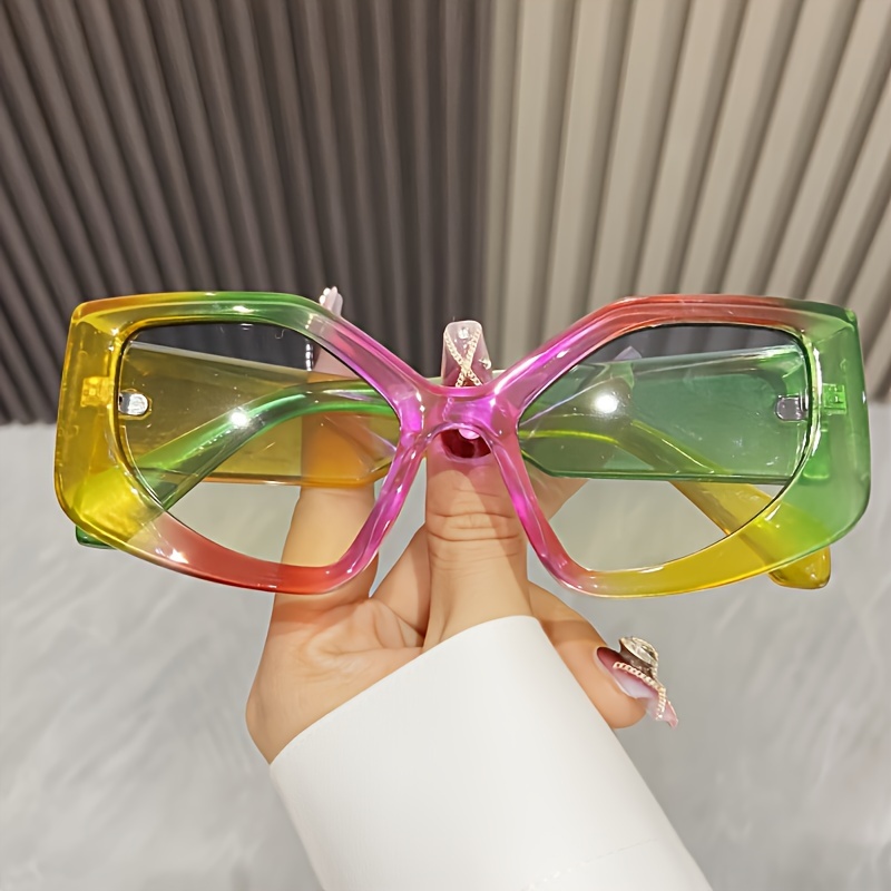 NWOT Y2K Oversized Cat Eye Sunglasses for Women Men - Jelly Color Block Futurist FEISEDY Futuristic Sunglasses, Fashion Alien Y2K Wrap Around  main image 4