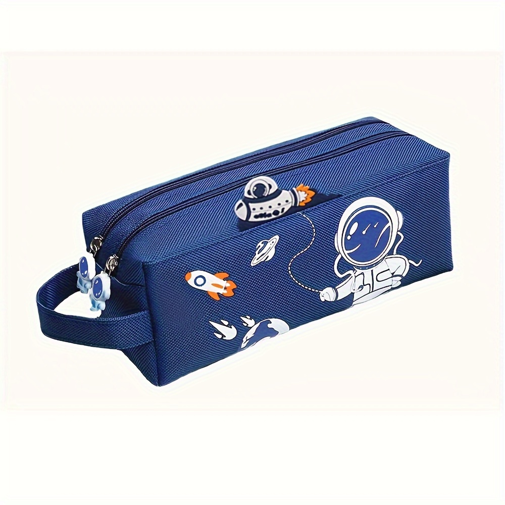 

Space Astronaut Portable Pencil Case Cute Cartoon Animal Stationery Bag School Supplies Storage Bag Double-layer Large Capacity Canvas Pencil Bag Gift