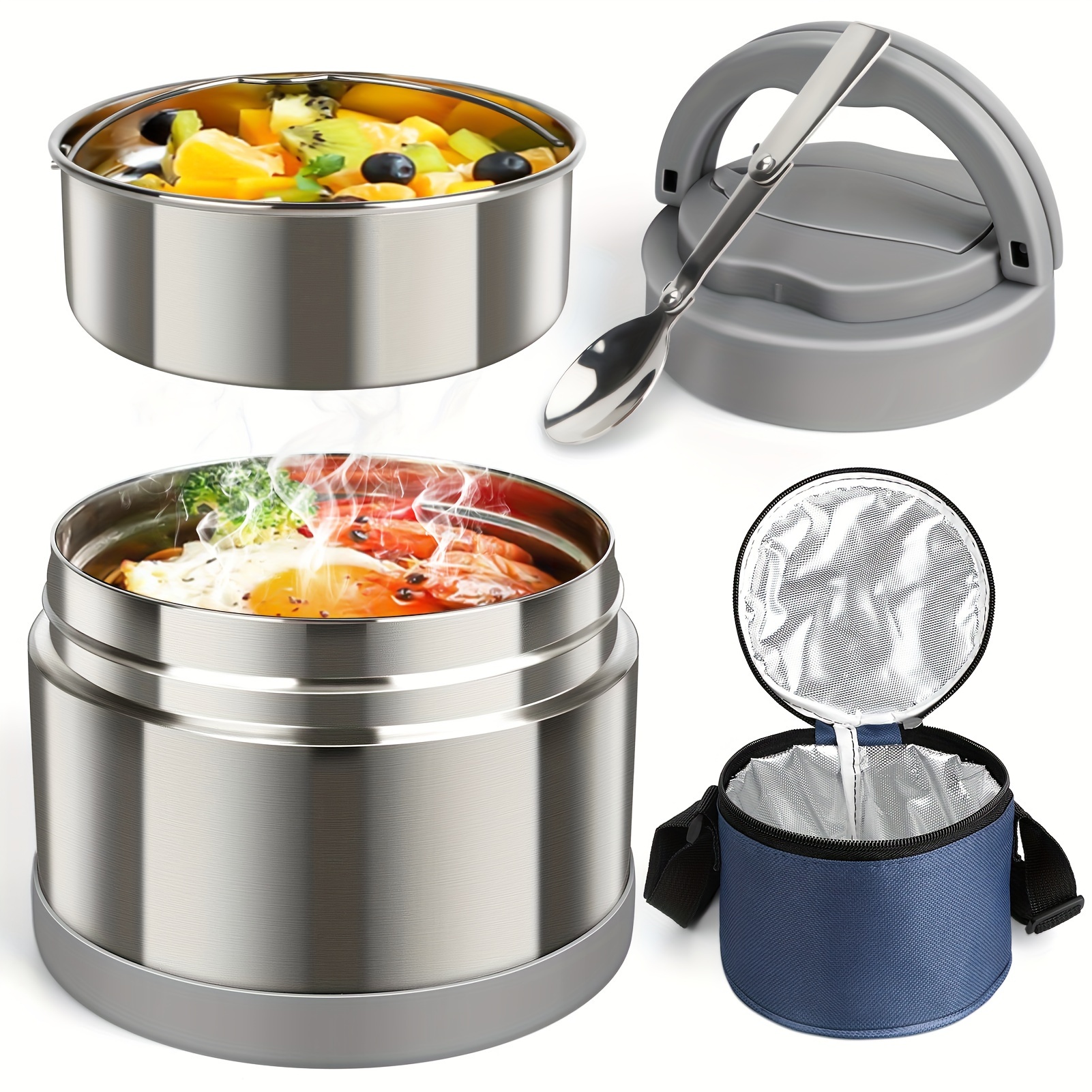 stainless steel food warmer container spoon leakproof Temu