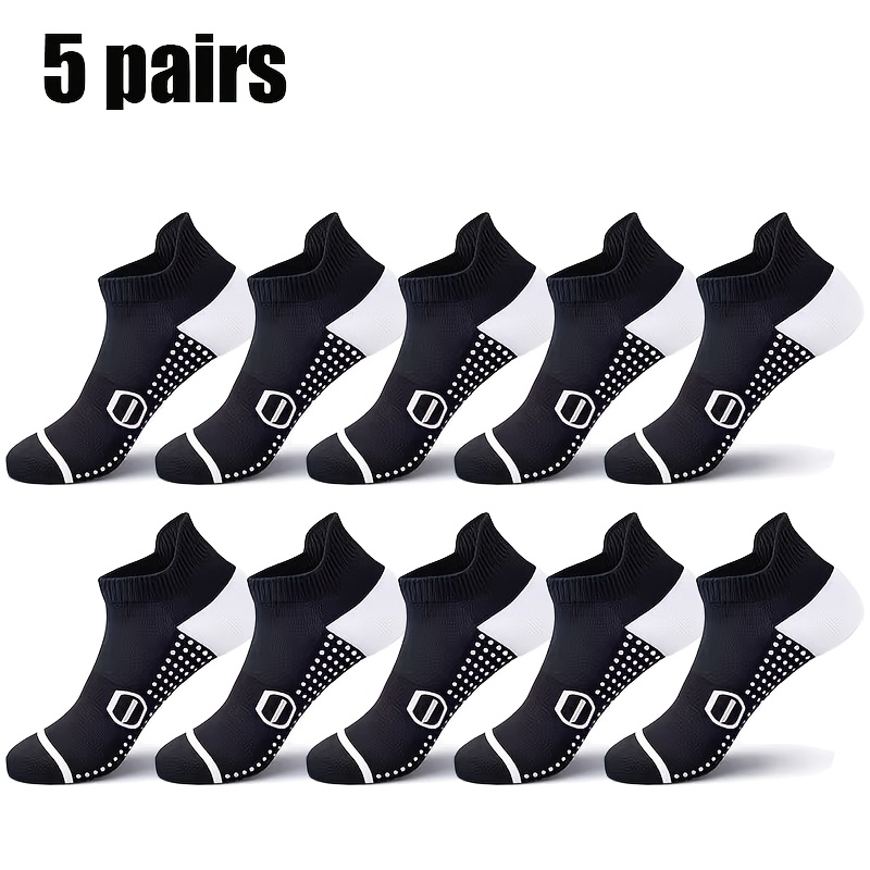 TEMU 5-pair Professional Sports Socks, Moisture-wicking, Breathable, Soft Ankle Socks, Unisex