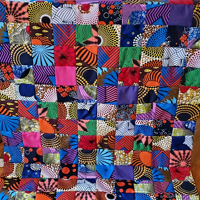 Image of 50pcs African Print Squares Non-repeating Fabric Bundle African Wax Print Ankara Fabric For Sewing Fabric Craft Additions Hand Sewing Material