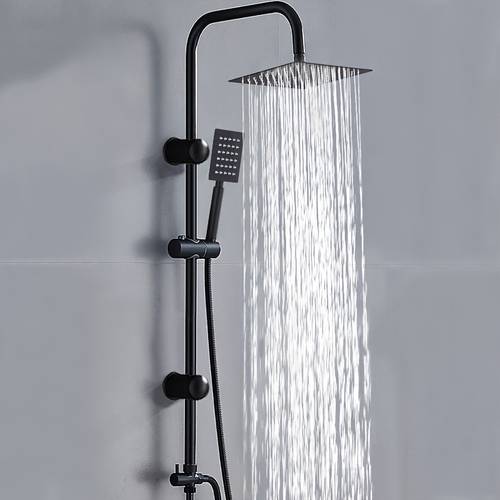 this premium rain shower system features an 8 0 inch overhead shower and a handheld shower head with adjustable height complete with a sturdy guide rail and 0 inch hose it offers three different shower functions and is not intended for use wi