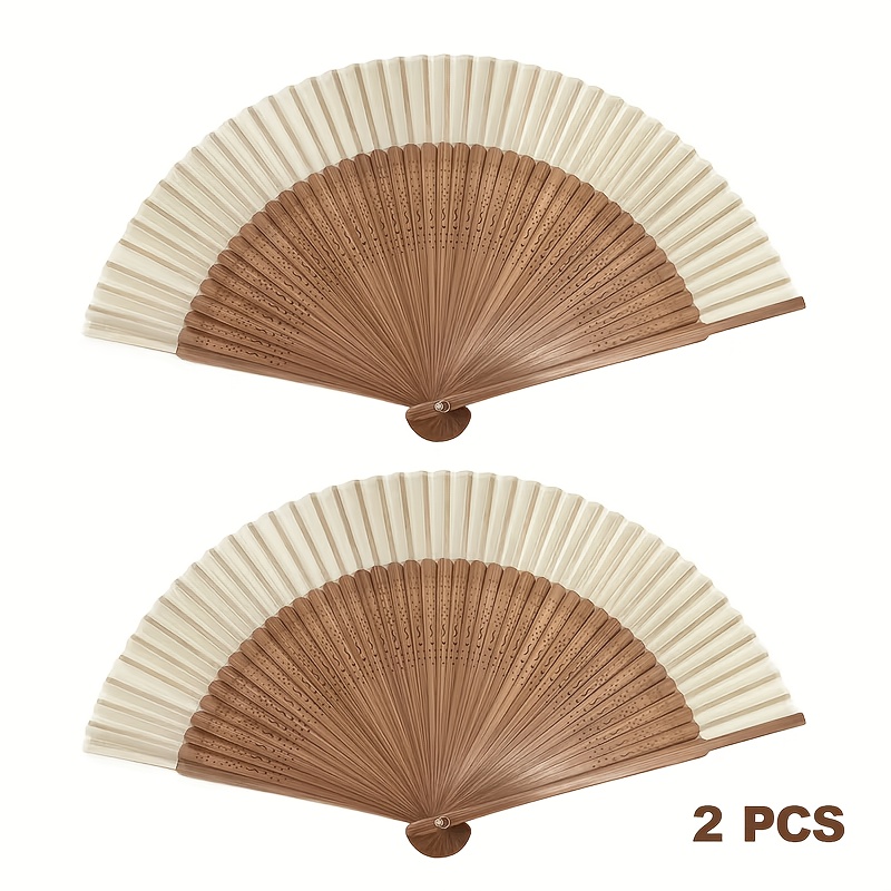 TEMU 2 piezas de abanicos plegables retro de bambú, abanicos portátiles , ideales para diversas , reuniones de mejores y regalos, regalos de , Día de