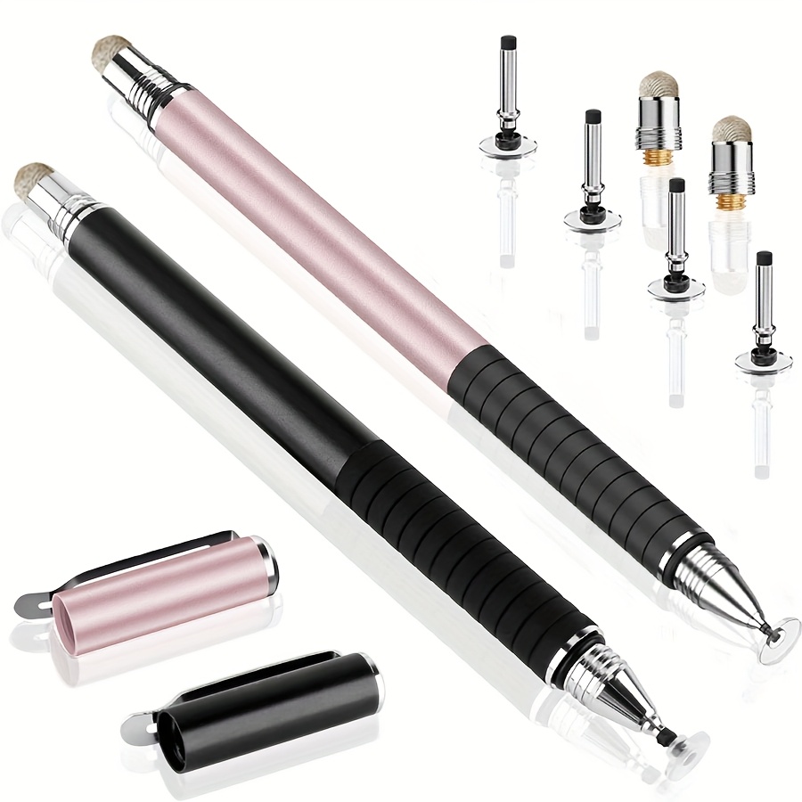 2er-set universelle stifte, [2-in-1 präzisions-serie] disk-stift für berührungsecrans von mobiltelefonen und tablets mit 6 ersatzspitzen