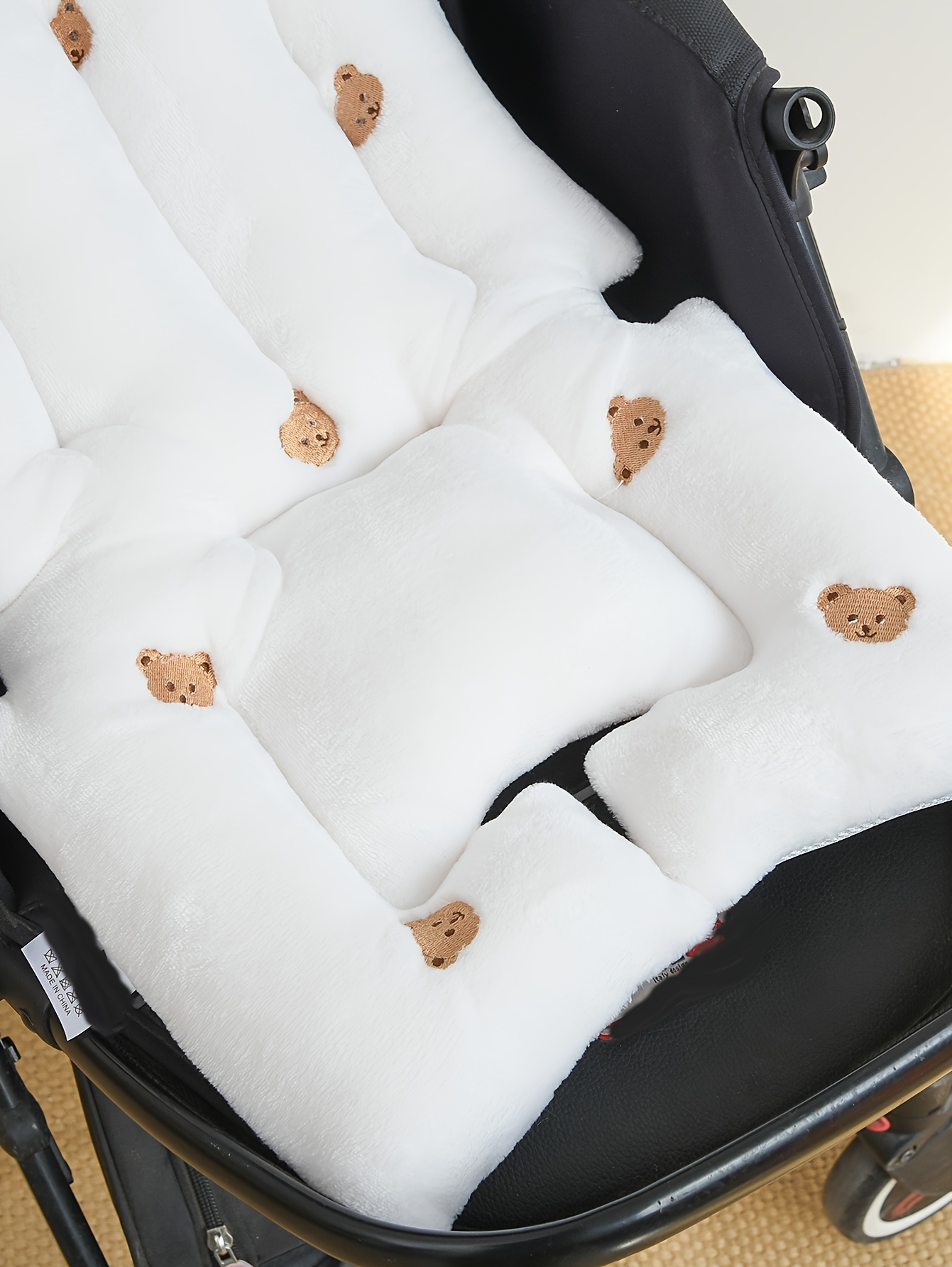 ultra soft plush stroller seat cushion for   embroidered     machine washable details 2