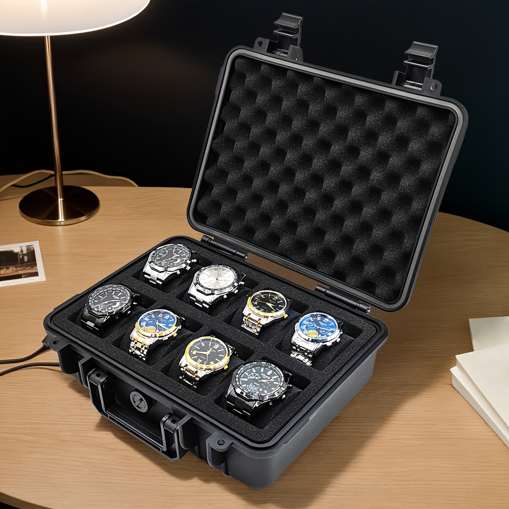 premium watch and jewelry storage case protective box multifunctional wristwatch jewelry organizer suitcase durable hard shell design shockproof and dustproof suitable for store display home storage business travel Product details 5