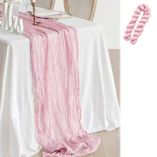 1pc of cheesecloth table runner a bohemian gauze design measuring long rustic and sheer table settings at summer weddings baby showers and holiday parties