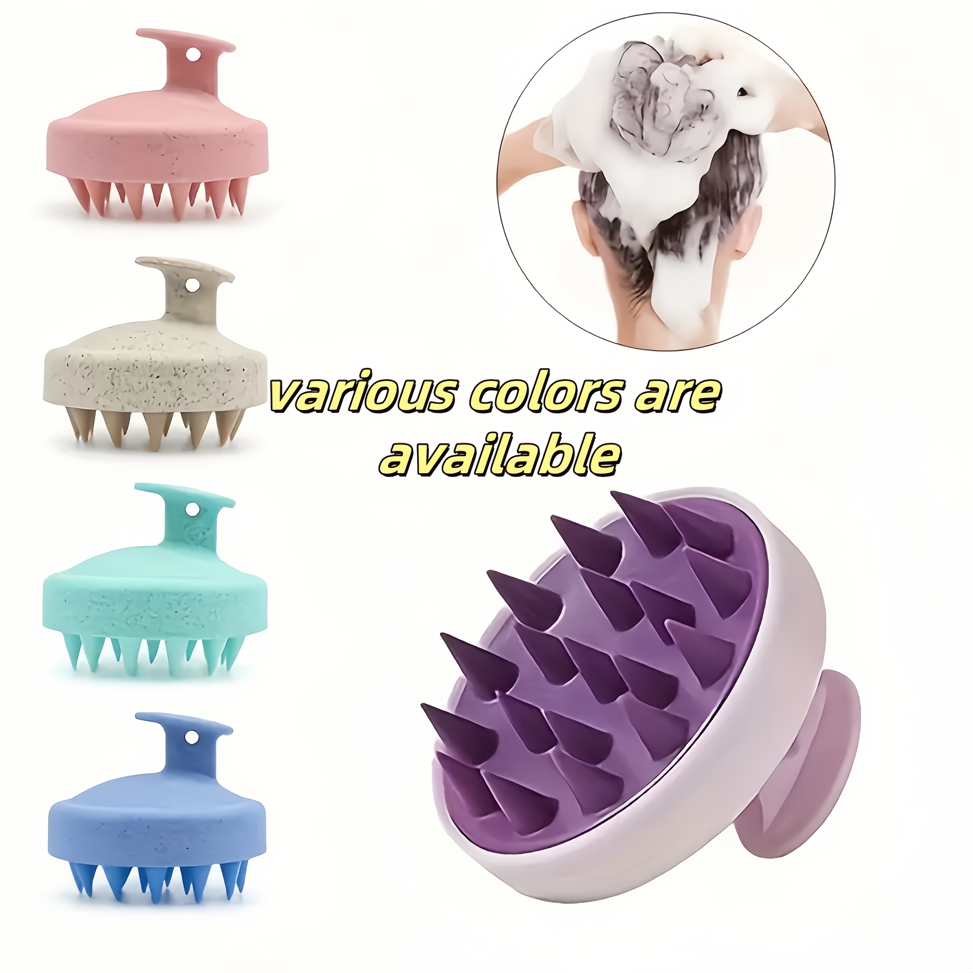 Masajeador Manual de Silicona para la Cabeza y Cepillo de Champú - Masajeador para el Cuero Cabelludo y Cuerpo con Peine de Ducha, Exfoliante Suave para la Eliminación de Células Muertas, Accesorio de Baño Higiénico Adecuado para Duchas/Baños, Dispositivo Duradero para el Cuidado del Cuero Cabelludo