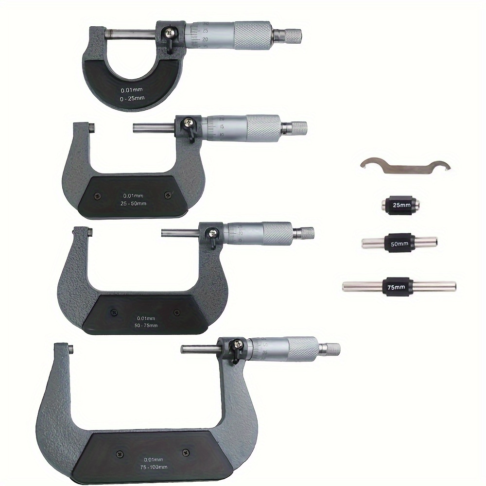 

Outside Spiral Micrometer 0-25mm/ 25-50mm/ 50-75mm/ 75-100mm Accuracy 0.01mm Gauge Vernier Caliper Measuring Tools