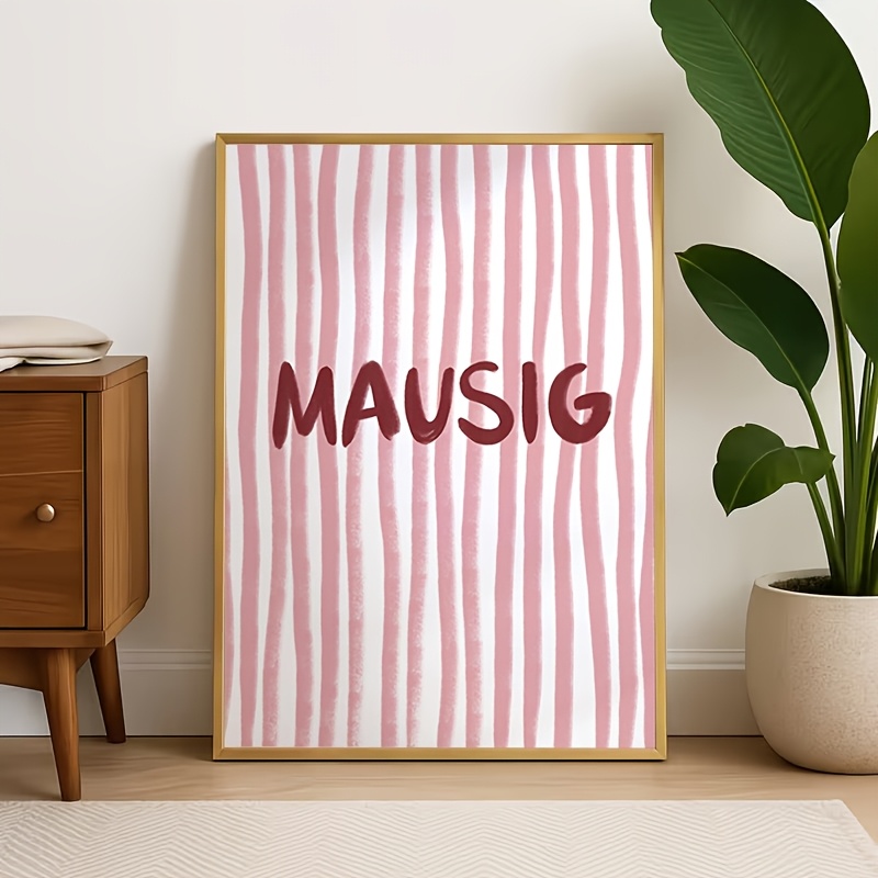 TEMU 2D Flach, 2D Flach, ., Rahmenloses Mausig Poster – Gestreiftes Typografie Poster, Minimalistischer deutscher Text, Lustiges Leinwandgemälde