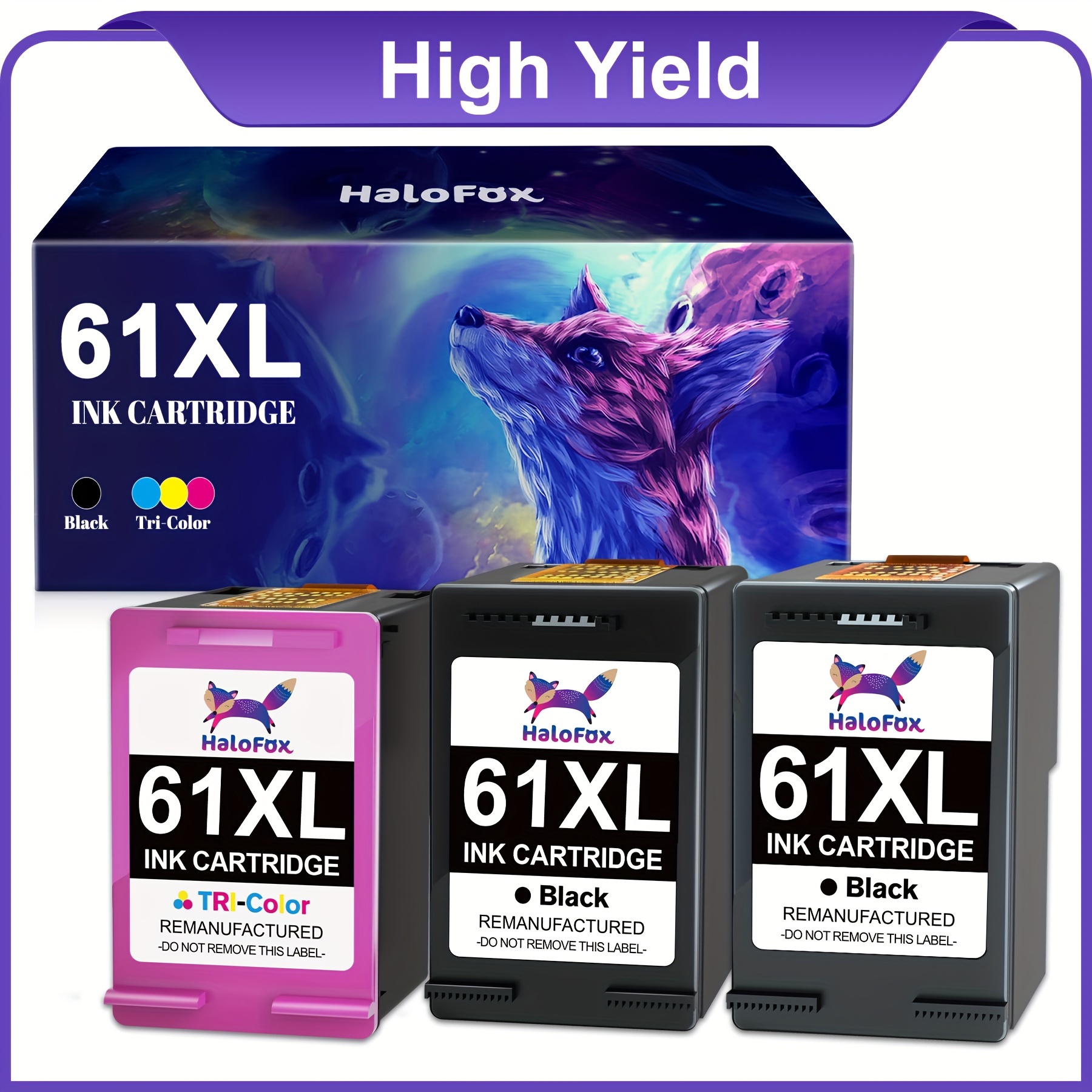 

61xl Black Tri- (3-pack) Replacement For 61xl 1000 1010 1050 1510 2050 2510 3510; 4500 5530; 2620 4630 Printer