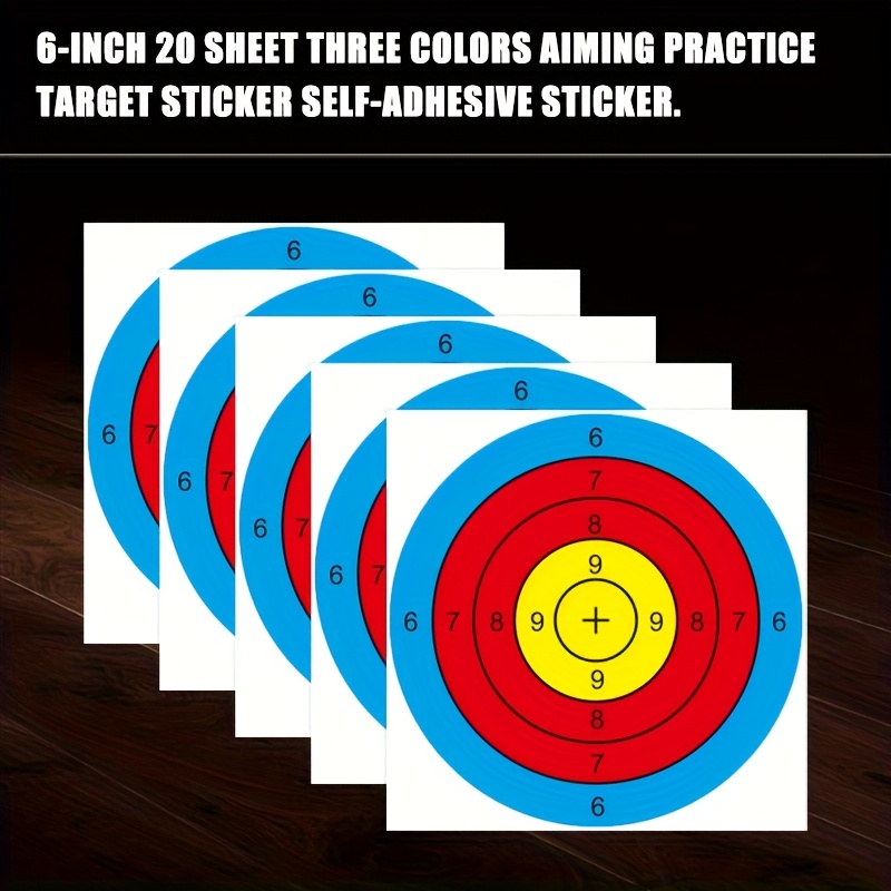20pcs Tri-Color Ring Target Stickers for Aiming Practice