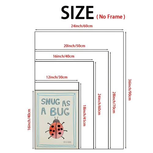 2d flat 1pc frameless 2d flat comfortable as a bug rug print ladybug themed kids room decorative pattern fun decoration childrens playroom decorative pattern whimsical canvas painting wall decor suitable for restaurants hotels