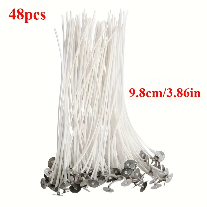 New 48pcs 2.57cm-19.8cm (1.01in-7.8in) Candle Wicks, Pre-waxed, Smoke-free, Long-burning For Candle Making Party Supplies
