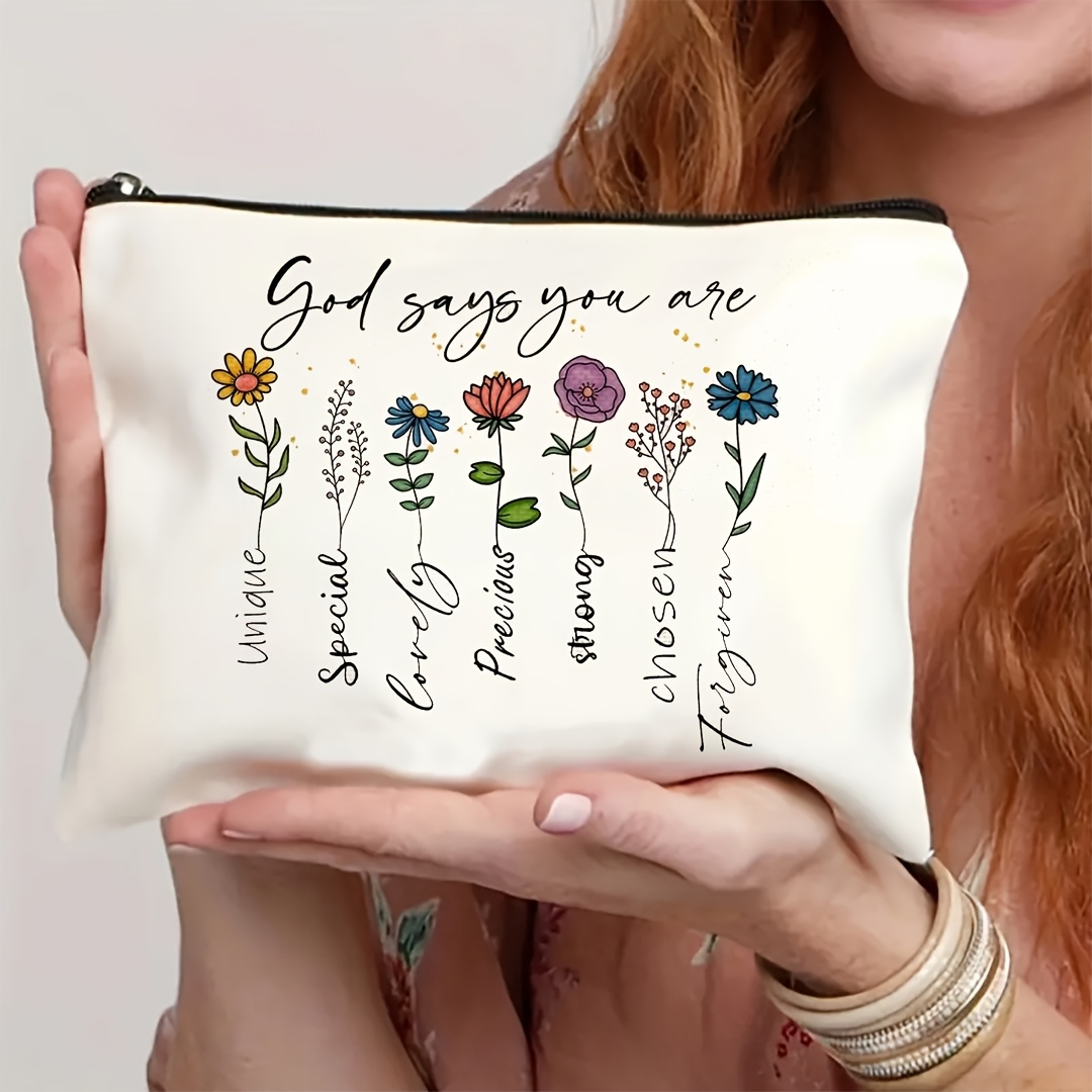 Image of 1pc, God You Are A Christian Bible Scripture Makeup Bag - Inspirational Quote Cosmetic Pouch With Unique For Women. Perfect Faith-based Gift Or Religious Present To Store Beauty And Skincare Products