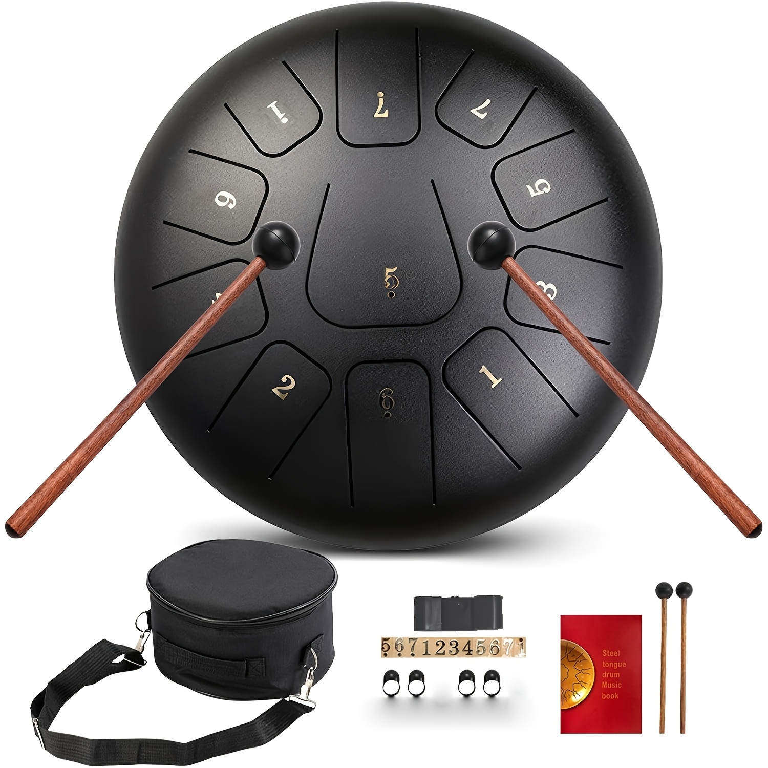 10-inch Steel Tongue Drum Featuring 11 Notes, Complete With Drum , A Carrying Bag, And Note Sticks For , Meditation, And Yoga