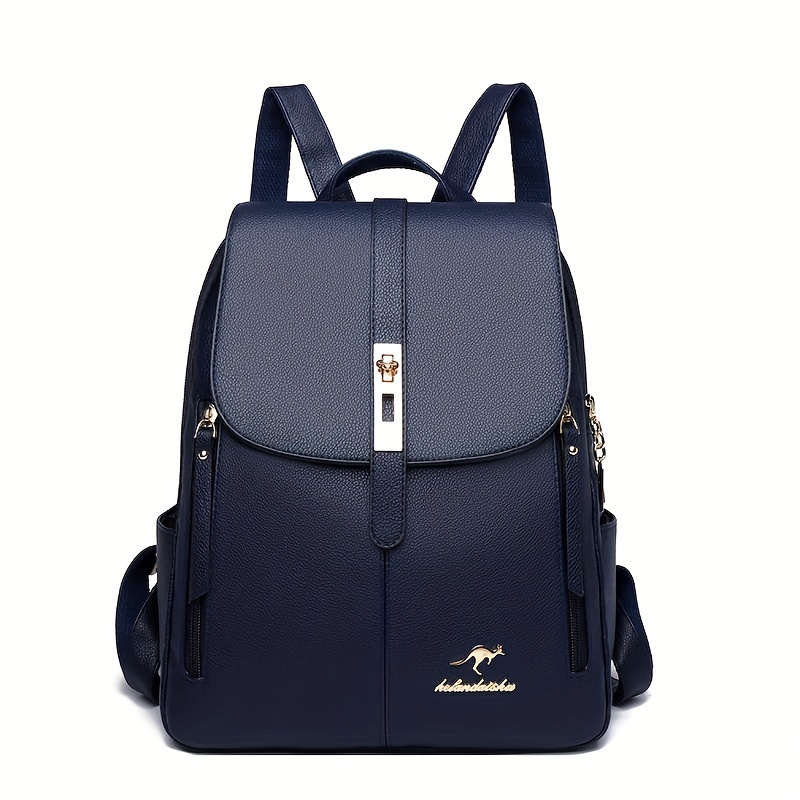 TEMU Casual Large Capacity Backpack - Sleek, Multi-functional For Travel & Daily Commute, Pu Material