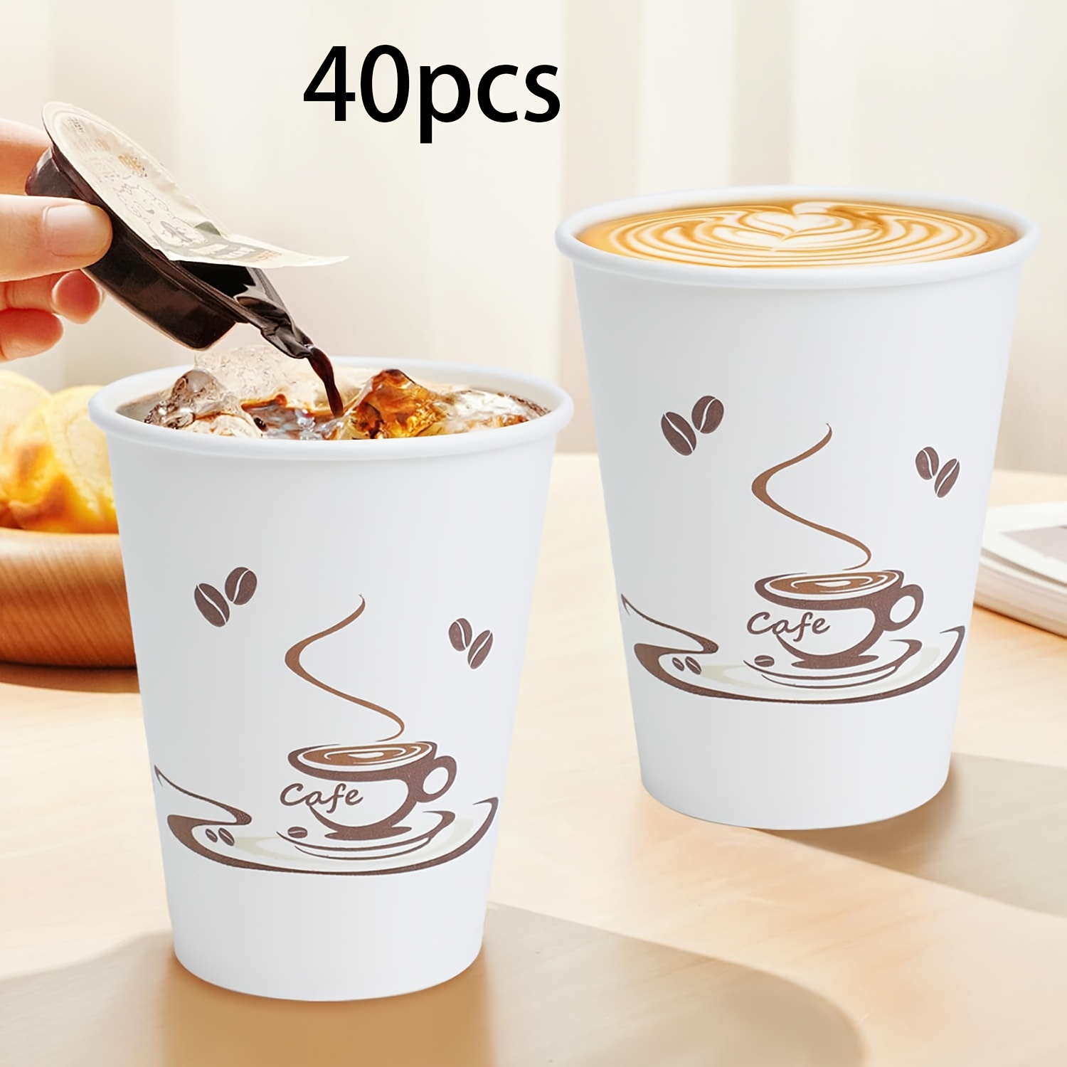 20pcs/40pcs/60pcs, 9oz Cups, Paper Cups For Hot/cold Beverage, Leak-free Paper Cups For Cafe, Restaurant, Office And Home, Disposable Paper Cups, Cup, Hot Cups For Daily Use For Halloween、christmas
