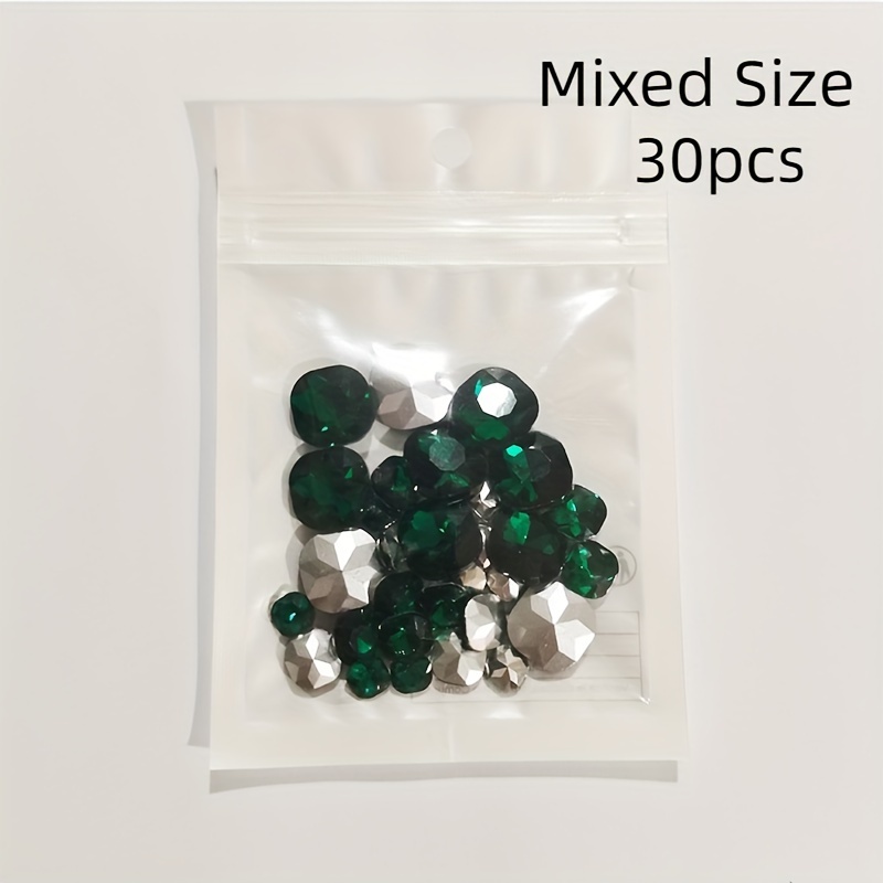 TEMU 30pcs Elegant Artificial 3d Fat Square Glass Pointed Bottom Drill Jewelry Pendant Additions Handicrafts, Clothes, Shoes And Other Decorative Items