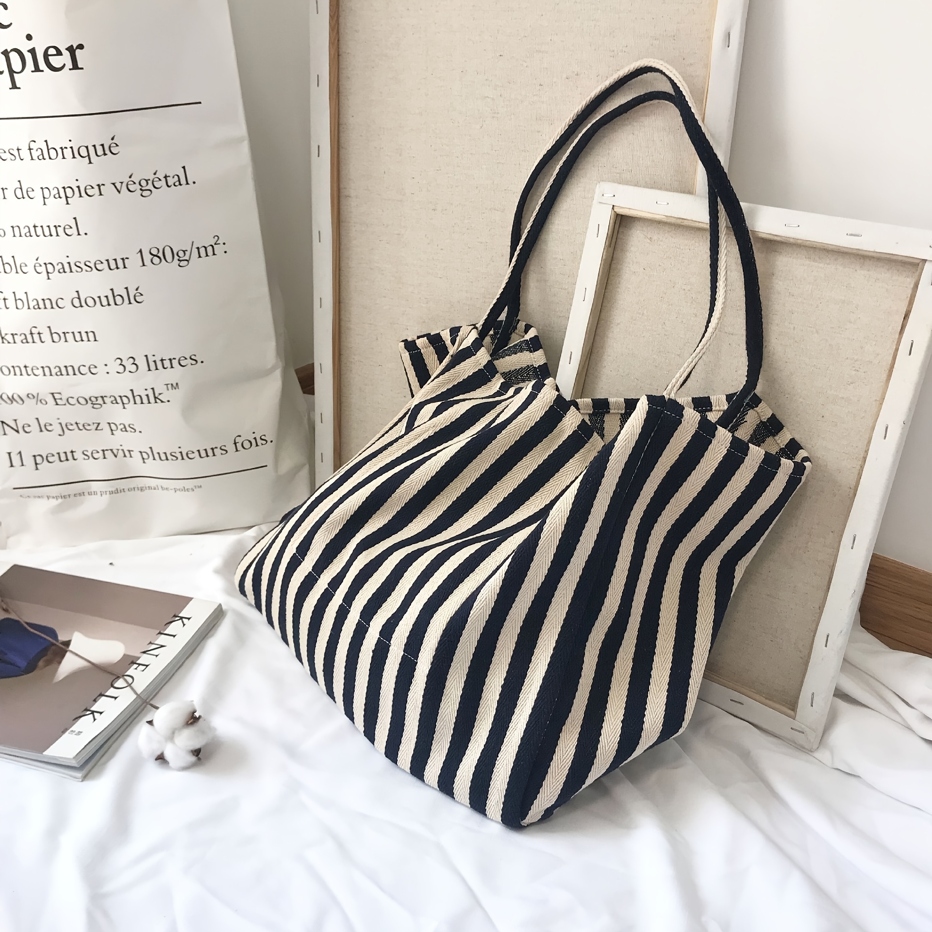 Image of New Hot Selling Commuter Striped Casual Contrast Easy Lazy Versatile Single Shoulder Bag [large Capacity]