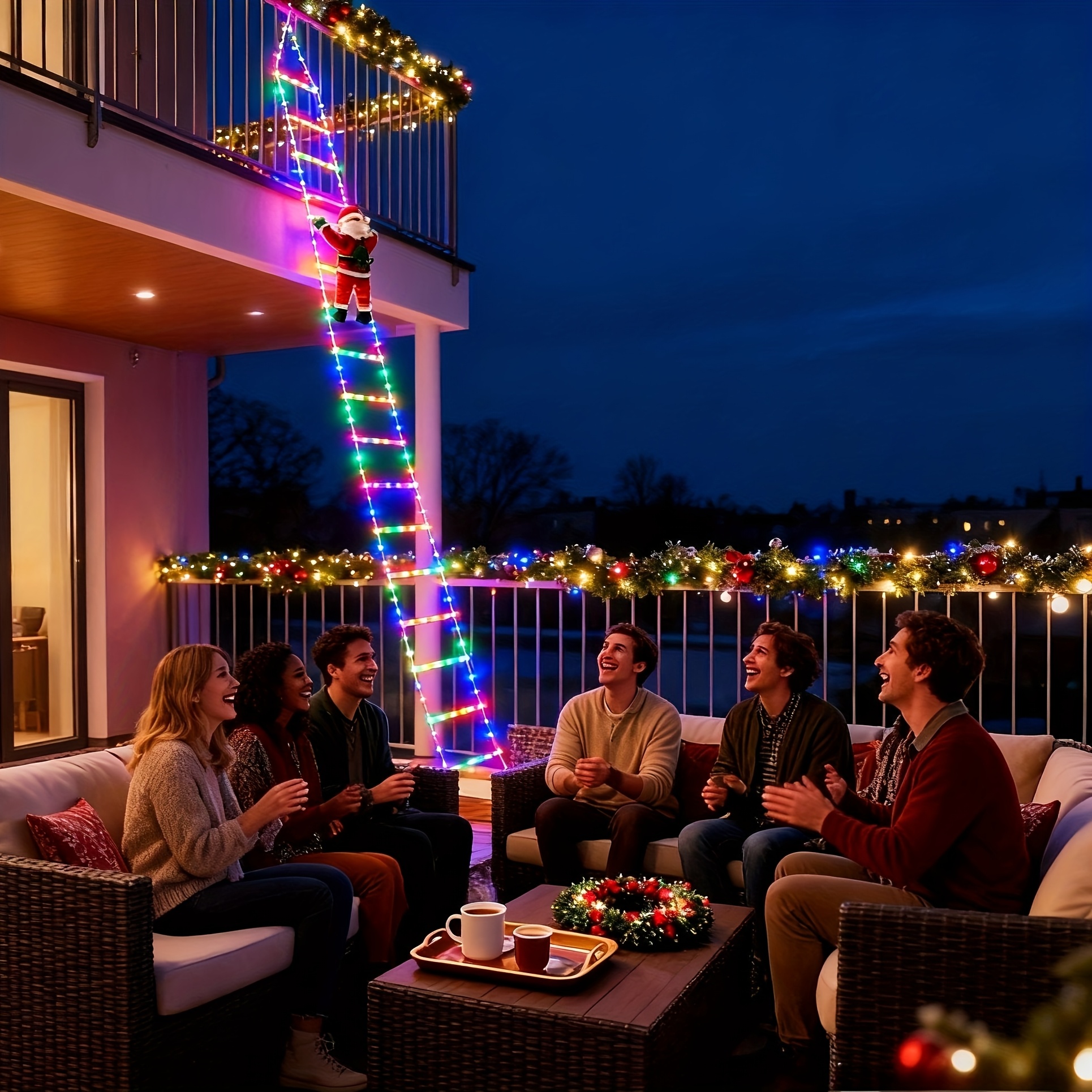 2026 Nieuwe Warm Wit/Kleurrijke Kerstman USB Ladder Verlichting, 8 Verlichtingsmodi, Snoepkleurige Ladder Verlichting, Kerstcadeau, Verschillende Lengtes, Kerst Decoratieve Verlichting, Geschikt Voor Trappen, Slaapkamer Decoratie, Buiten Lichtstrips, tuinverlichting op zonne-energie, buitenverlichting op stroom, led-ver, kerstverlichting buiten op stroom, tuindecoratie buiten, halloween decoratie buiten